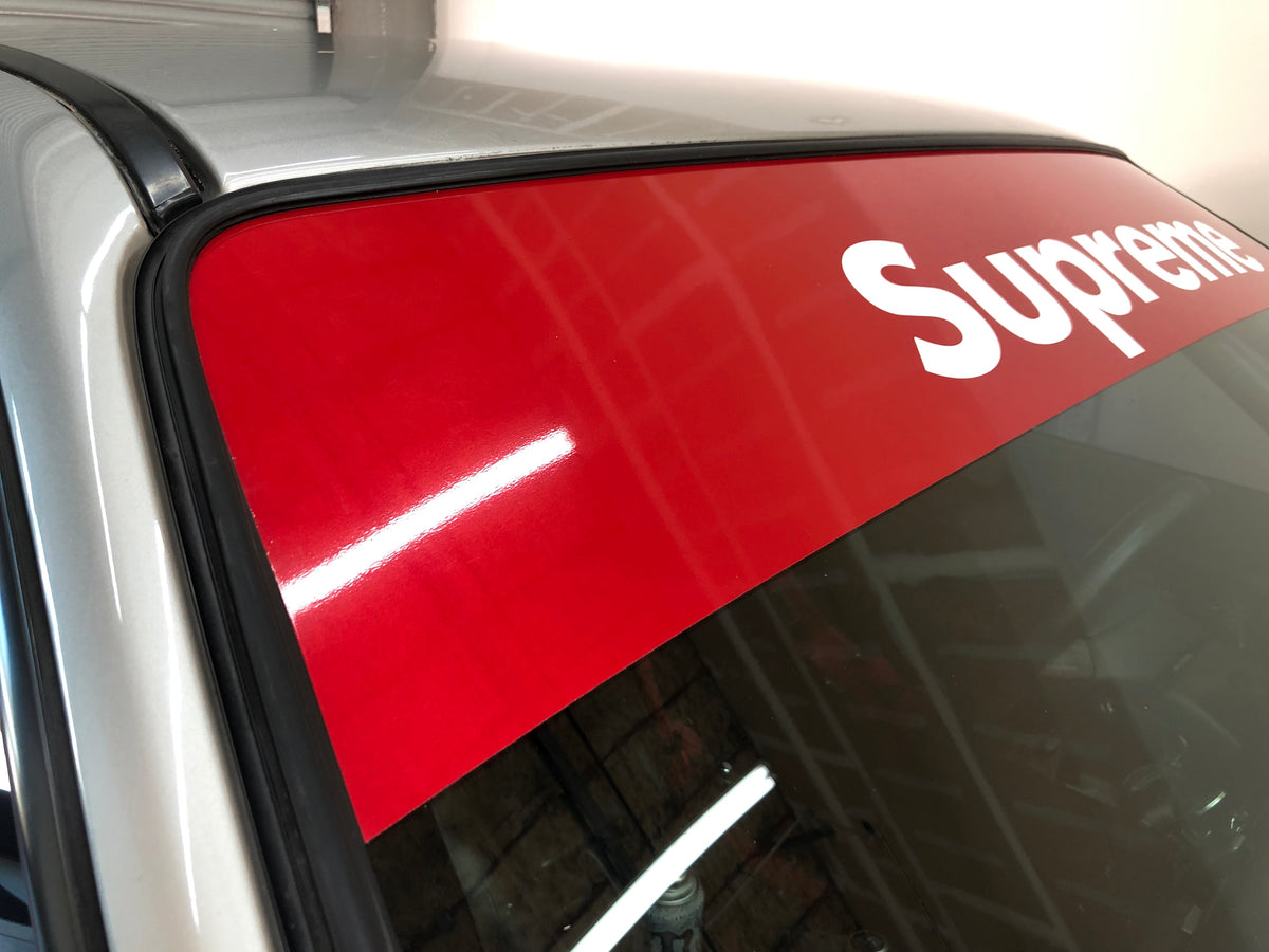 Car front windshield sticker tide brand Supreme front and rear gear  universal car sticker personality trend glass decal